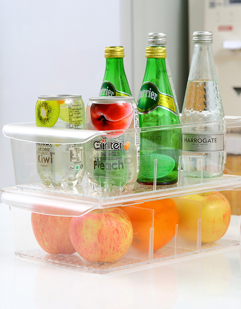 冷蔵庫フルーツドリンクその他の引き出し収納ボックスフロスティホワイトプラスチック冷蔵庫分割食品オーガナイザー