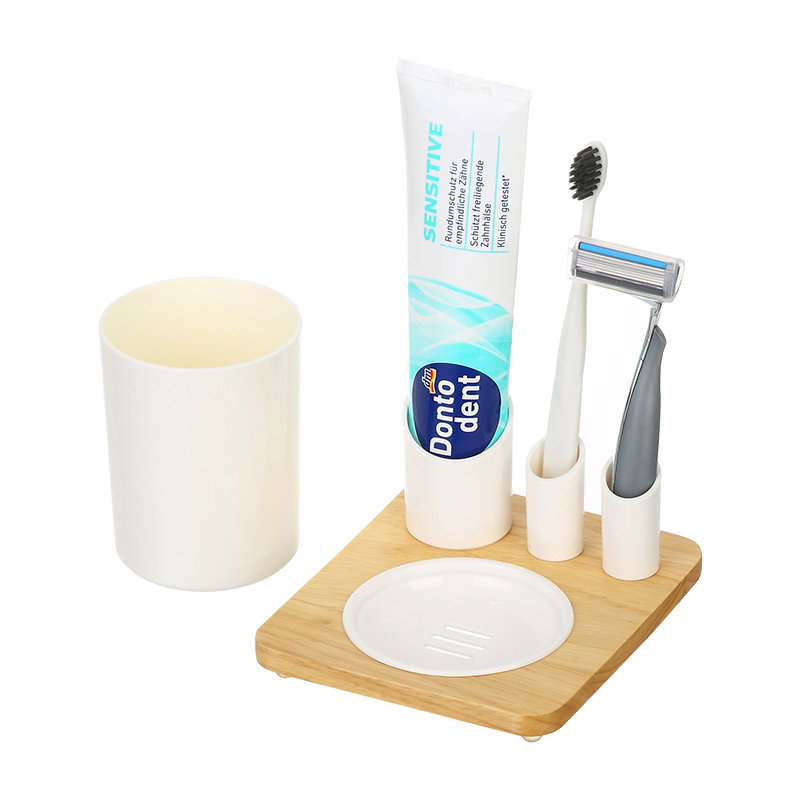 モダンでシンプルなデザインのホームバスルームオーガナイザー歯ブラシ歯磨き粉ケースプラスチックバスルームカウンタートップアクセサリーセット