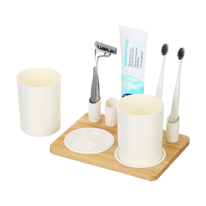 モダンでシンプルなデザインのホームバスルームオーガナイザー歯ブラシ歯磨き粉ケースプラスチックバスルームカウンタートップアクセサリーオーガナイザーセット